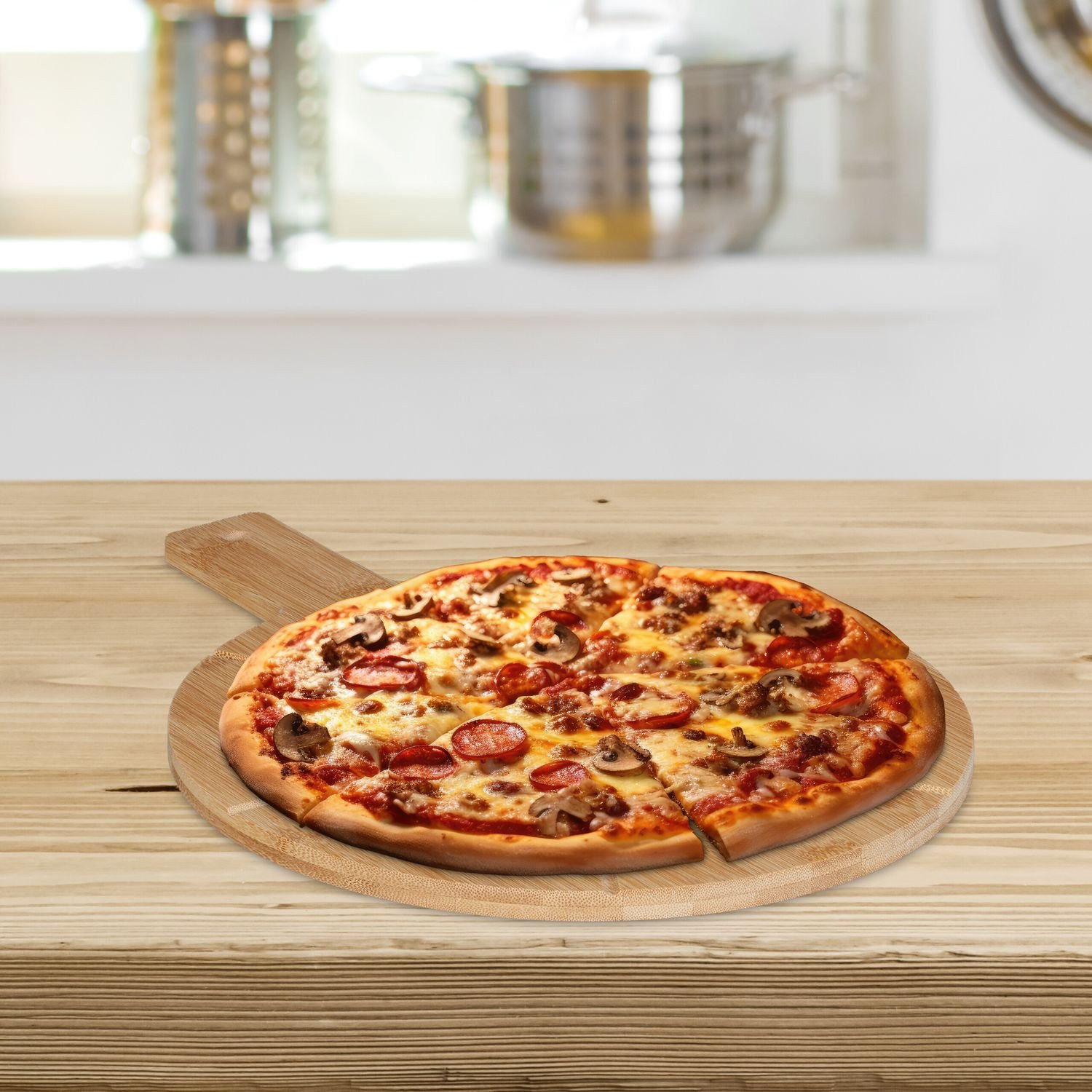Tábua de pizza de bambu