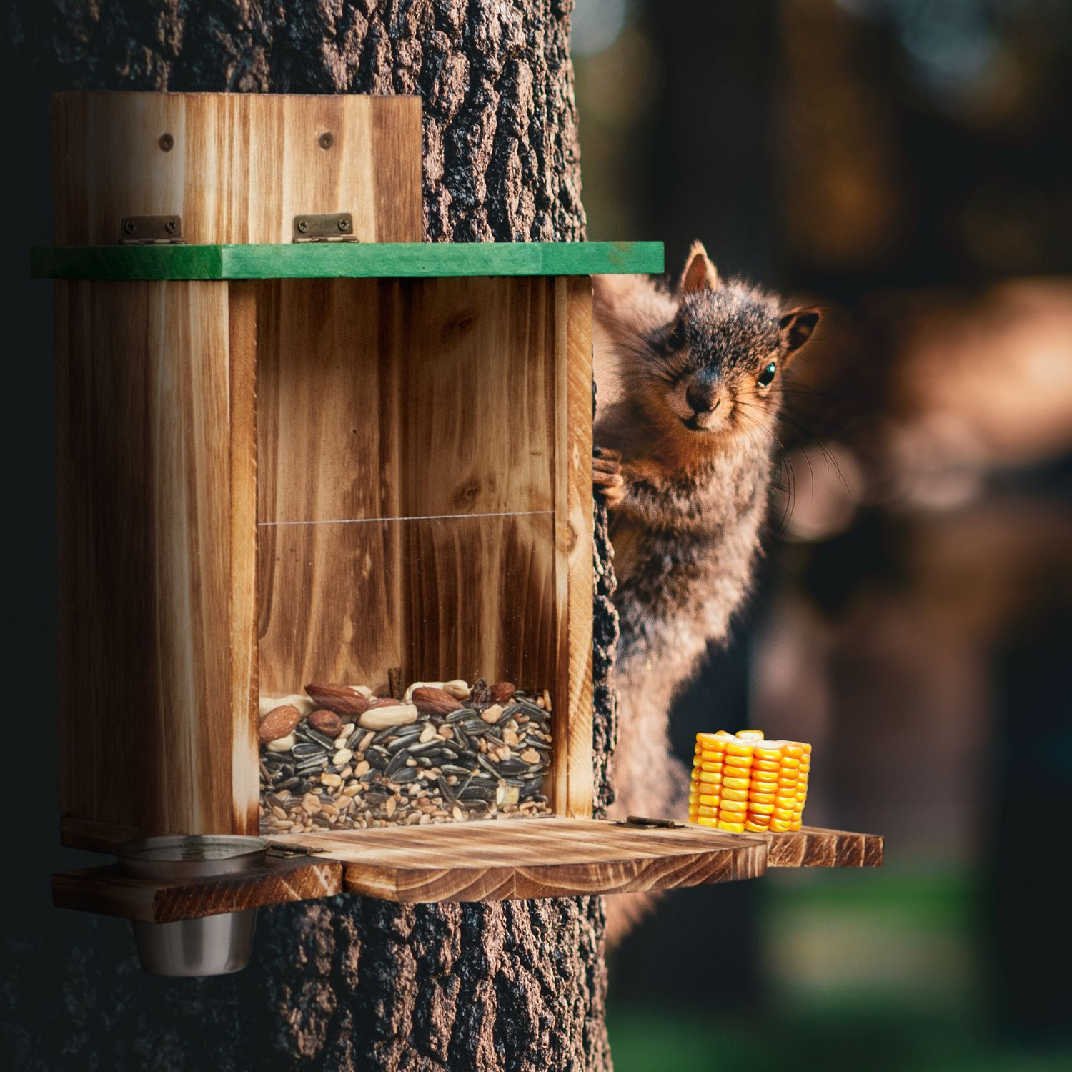 Geflammter Eichhörnchen-Futterspender