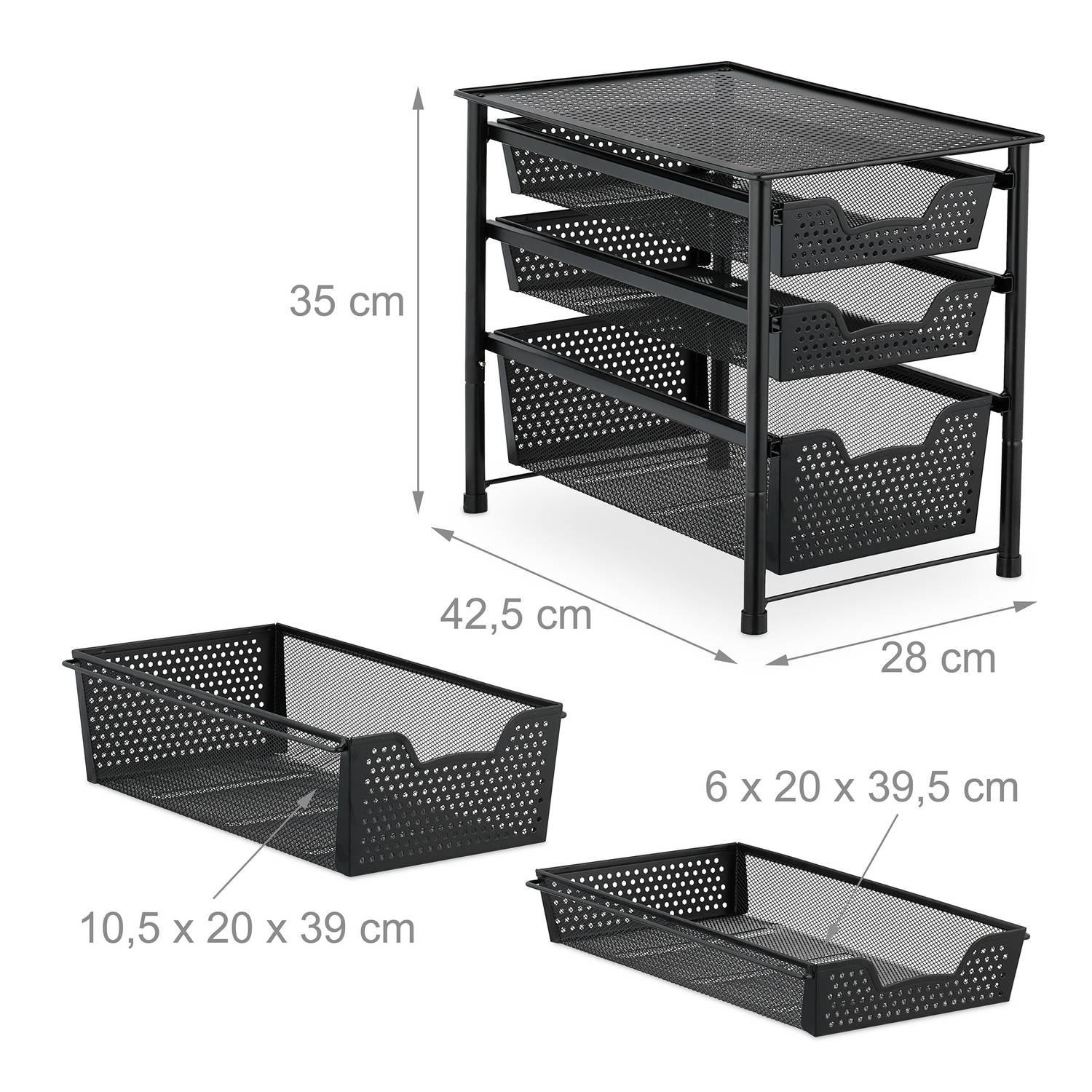 Drawer shelf with 3 pull-out baskets