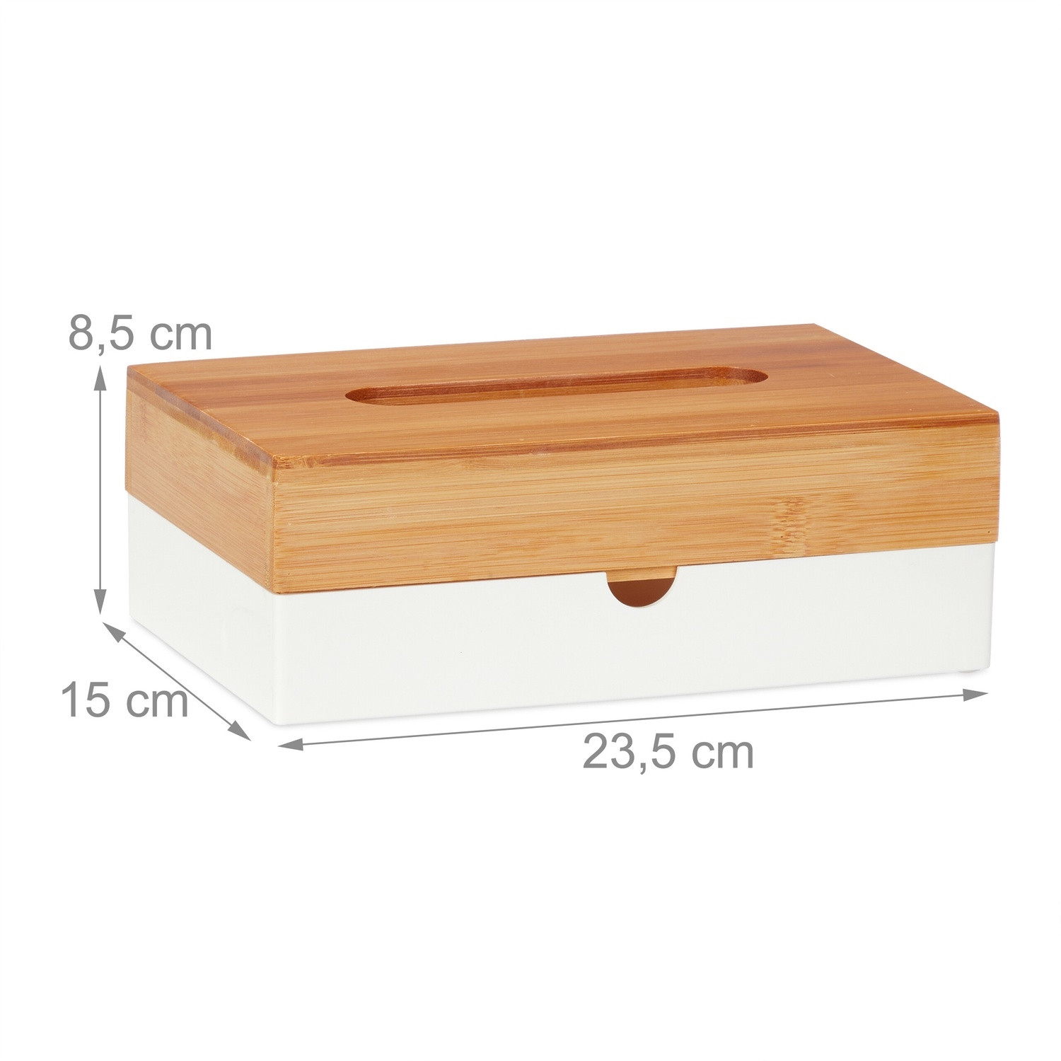 Weiße Taschentuchbox mit Bambusdeckel