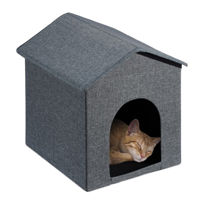 Caverna para gatos com teto cinza