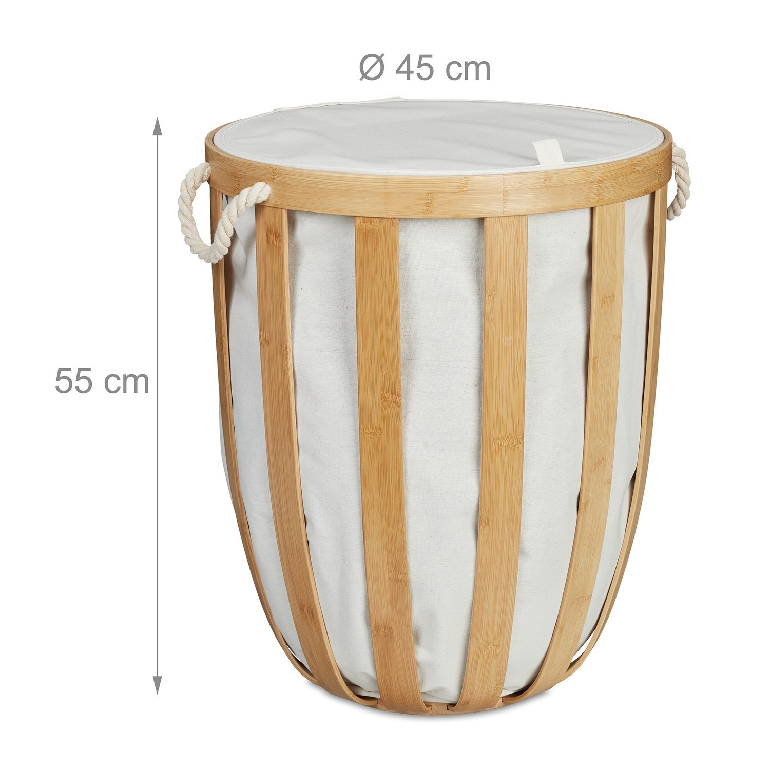 Cesto de roupa redondo de bambu