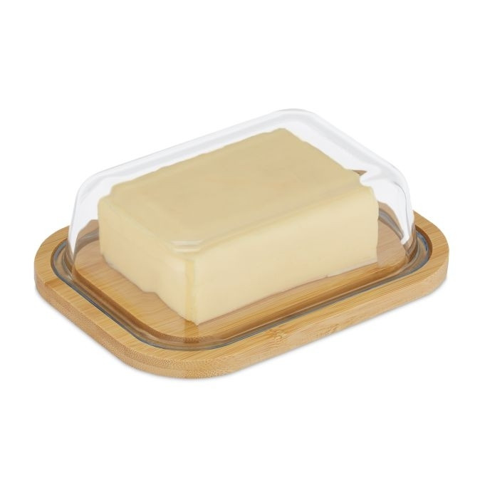 Botervloot van bamboe en glas