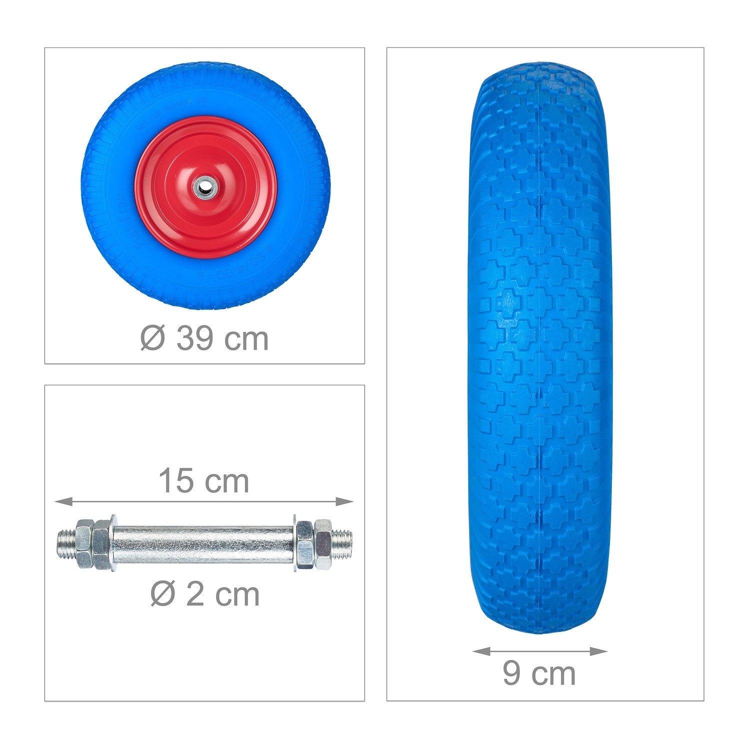 Roda para carrinho de mão 4.00-8 com eixo