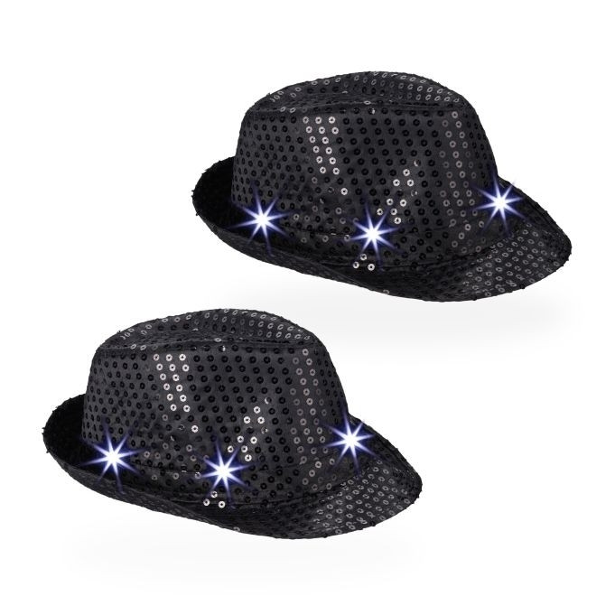 Cappelli con paillettes LED, set da 2
