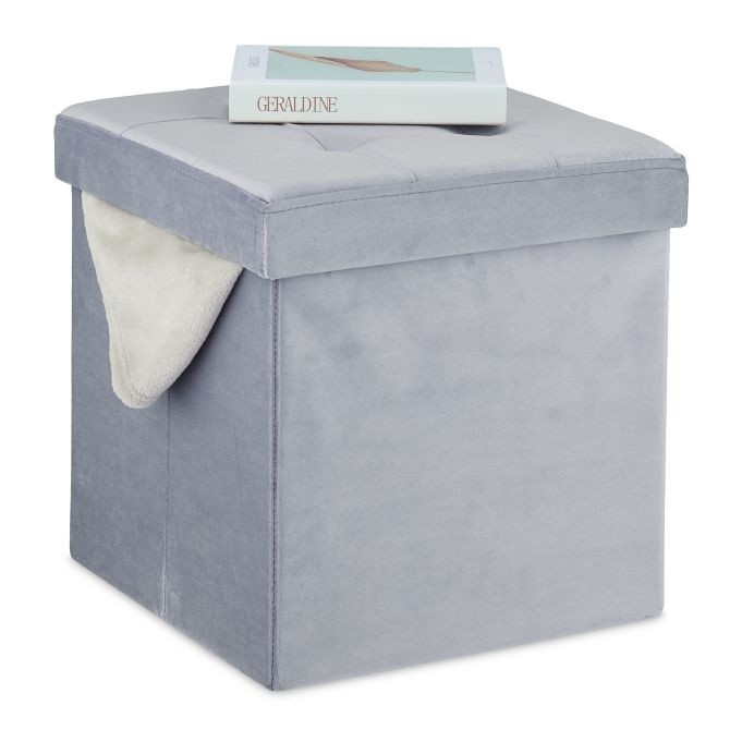 Gray velvet stool