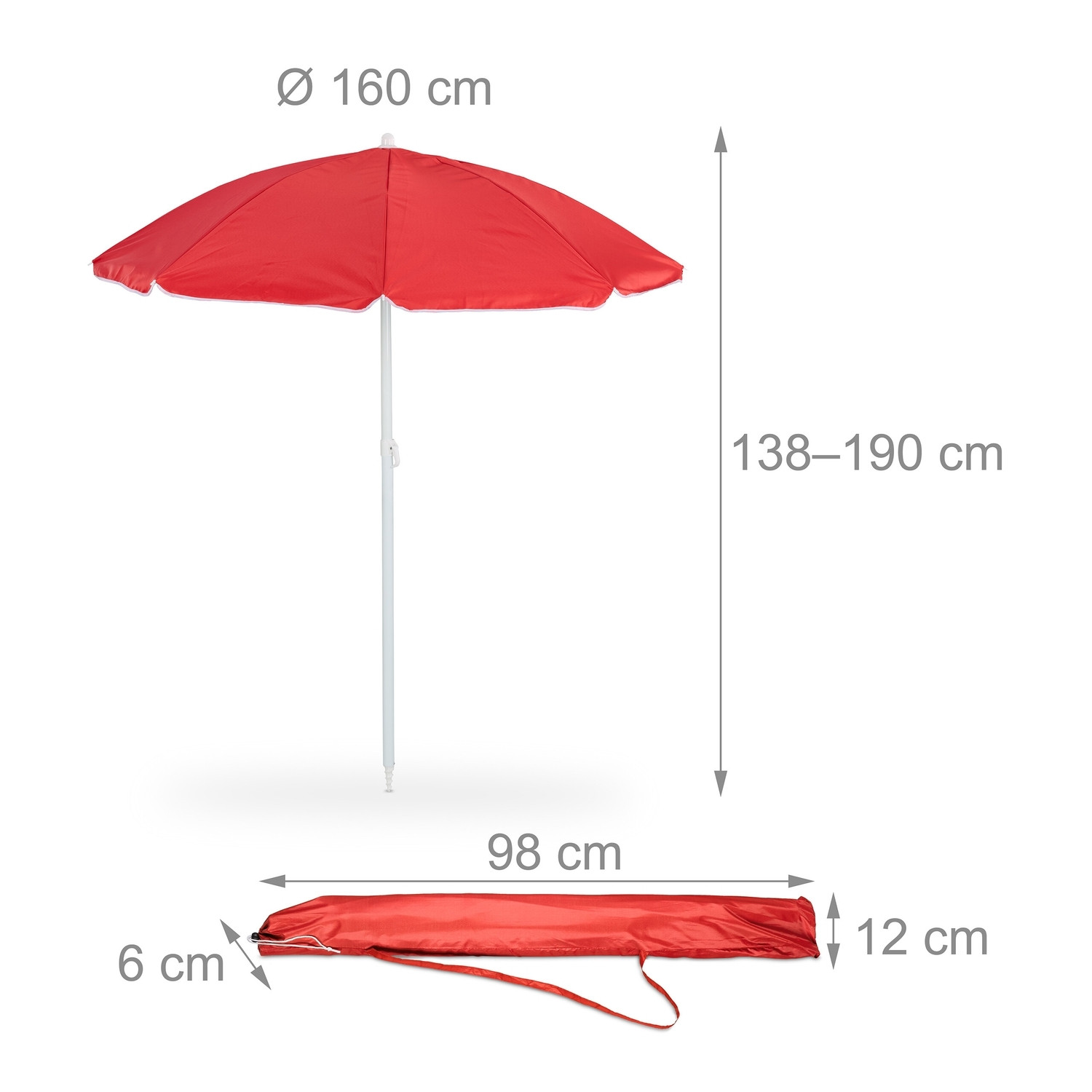 Ombrellone rosso 160 cm