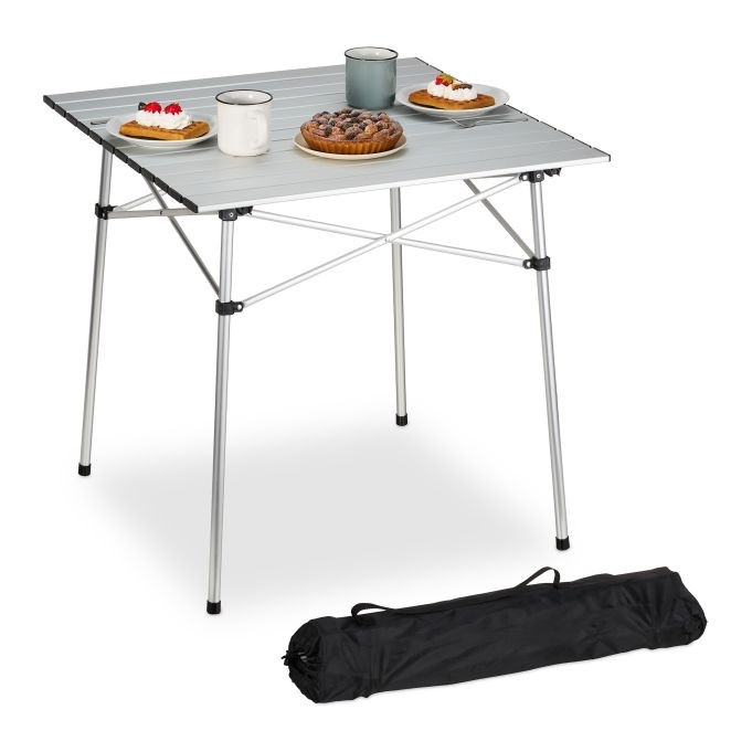 Mesa plegable en aluminio.