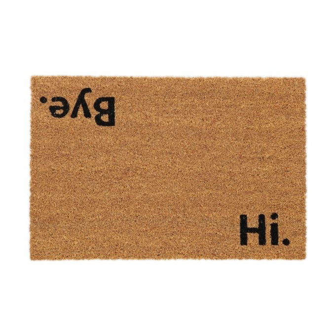 Capacho de porta em coco "Olá. Tchau."