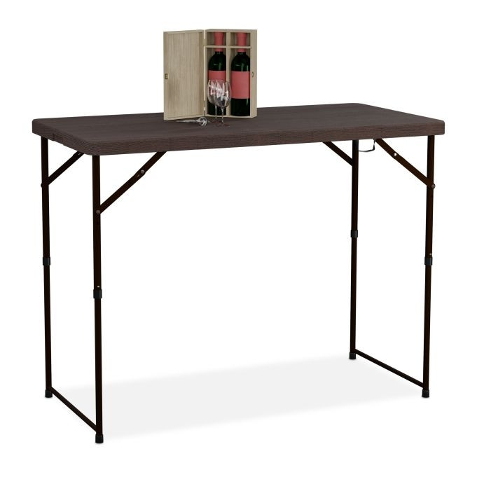 Folding garden table, height adjustable