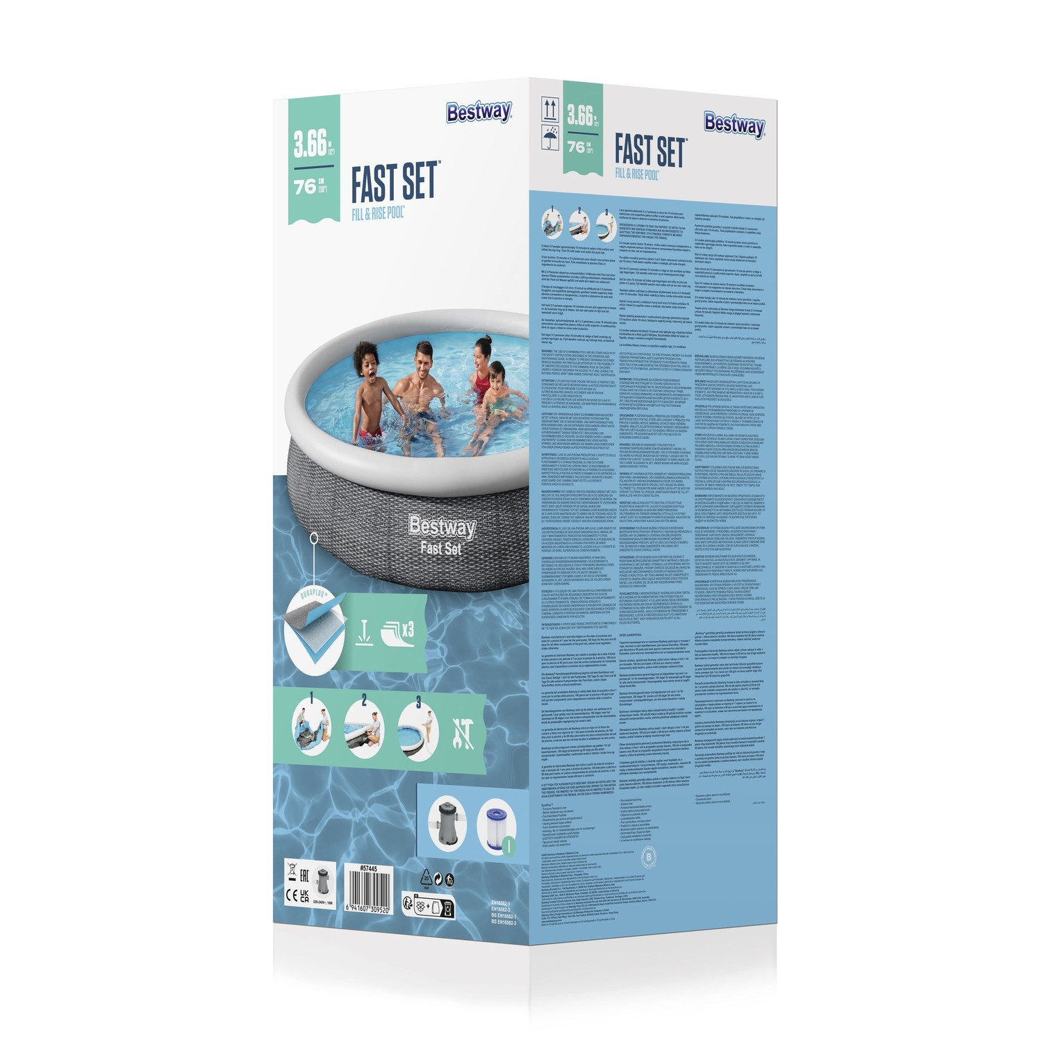 Fast Set Pool Grey Pool-Set 366 x 76 cm