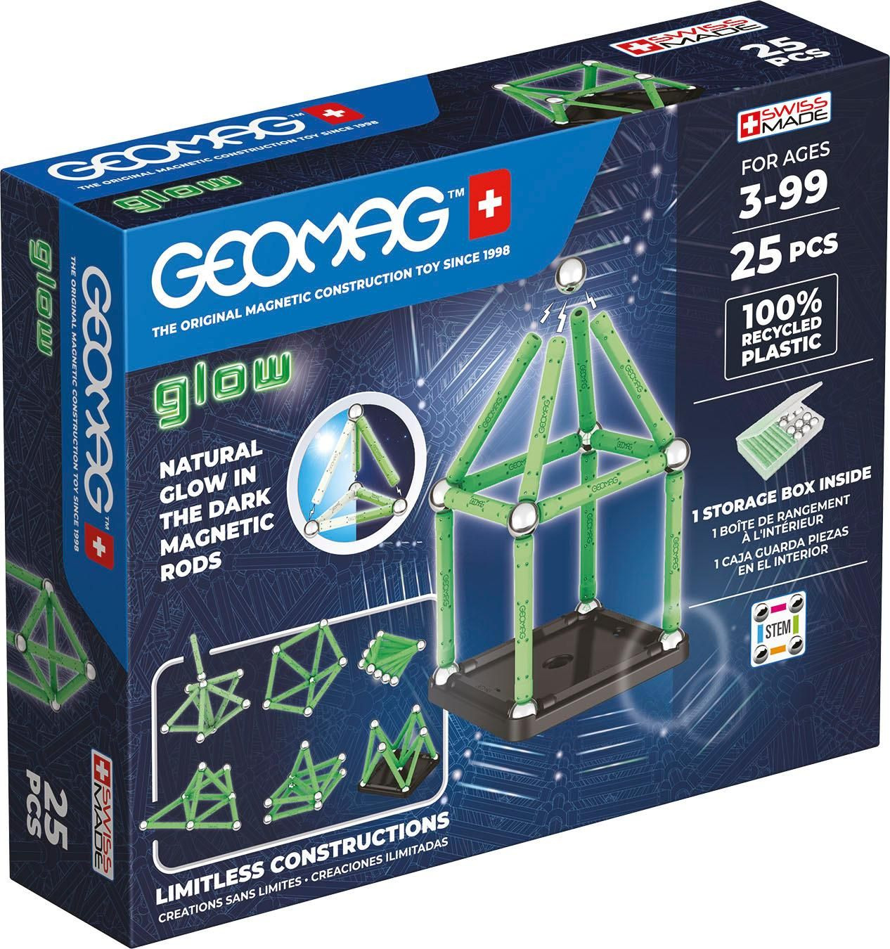 Ensemble de construction Geomag Glow 25 pièces