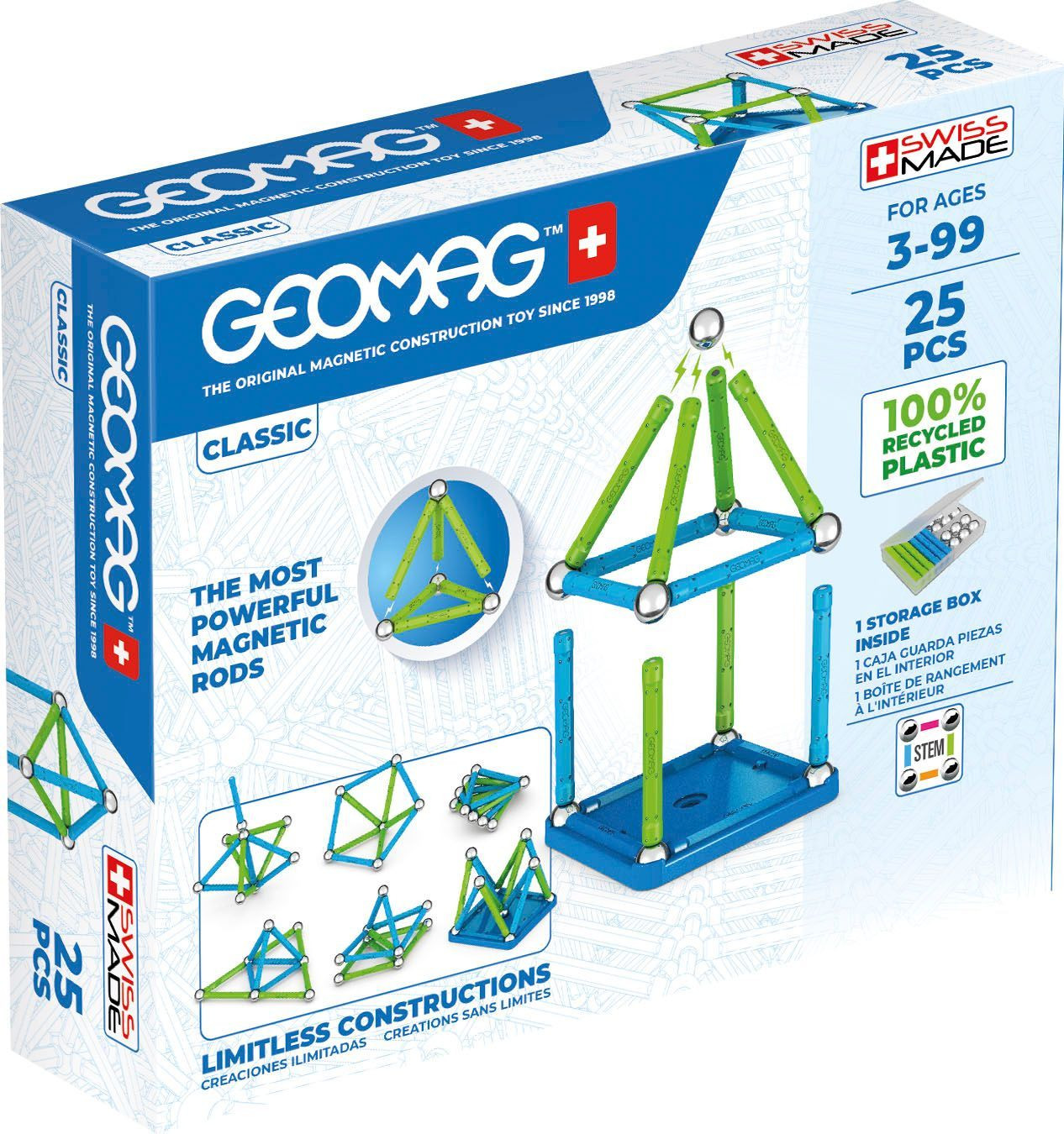 Ensemble de construction classique Geomag 25 pièces