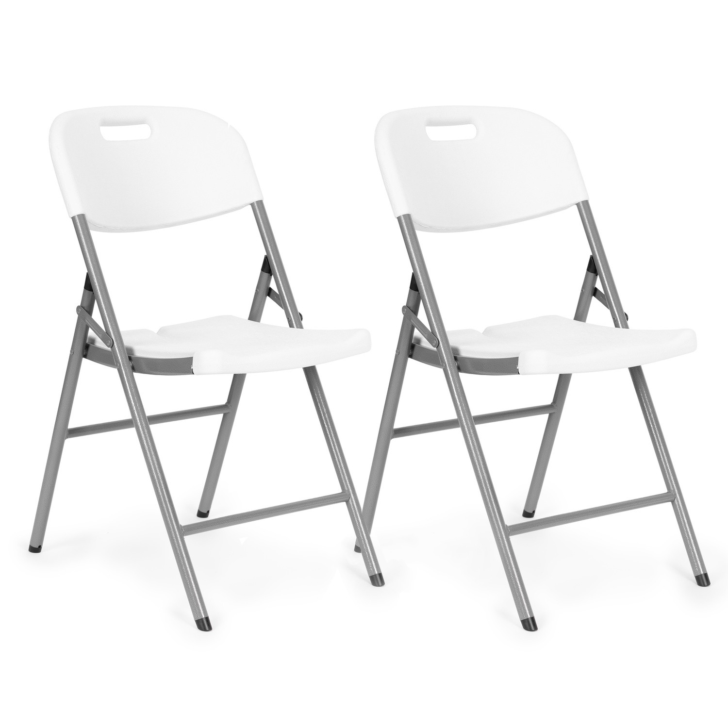 Set mit 2 Klappstühlen, HDPE-Material, weiße Farbe