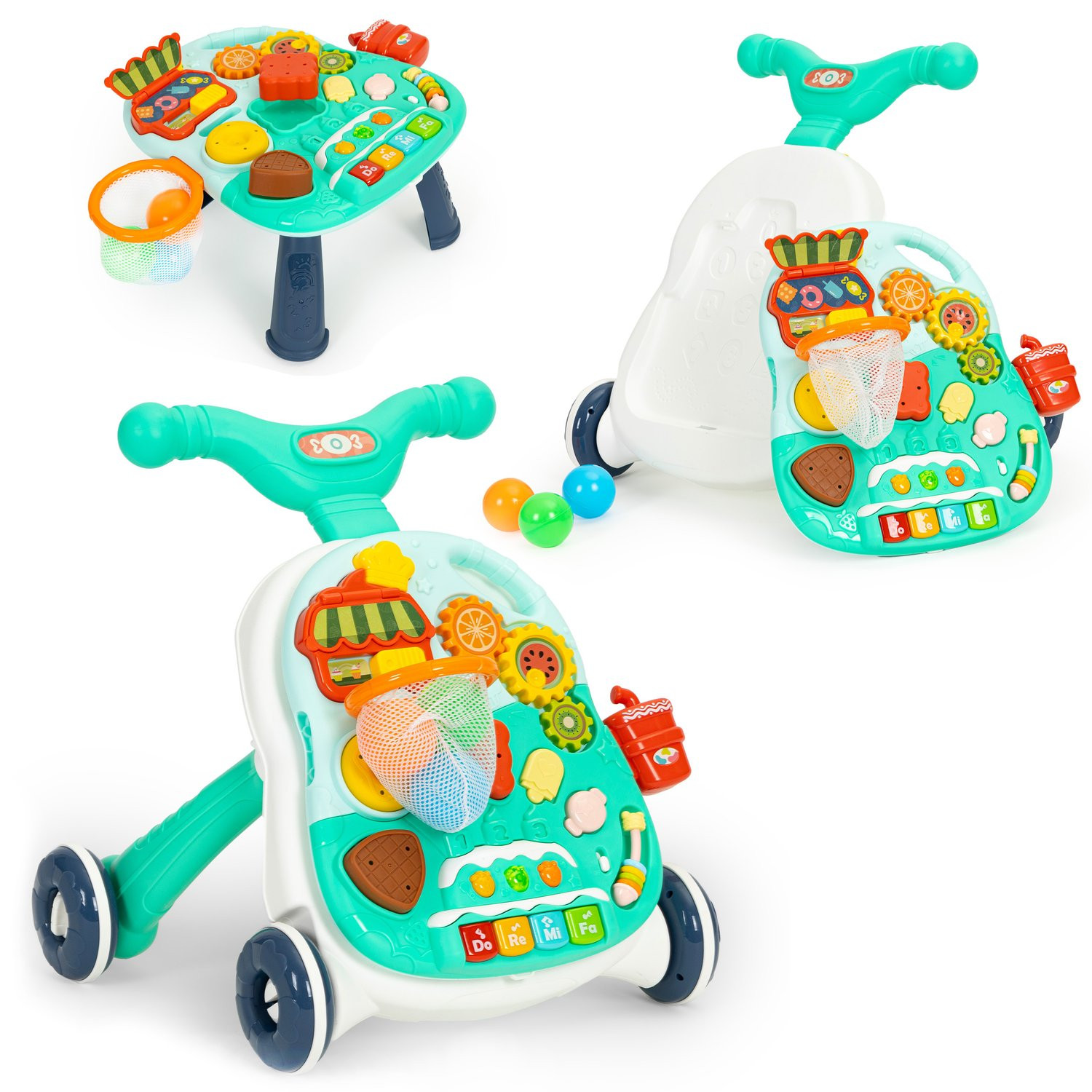 Interactive pusher 2in1 walker and educational table with sounds
