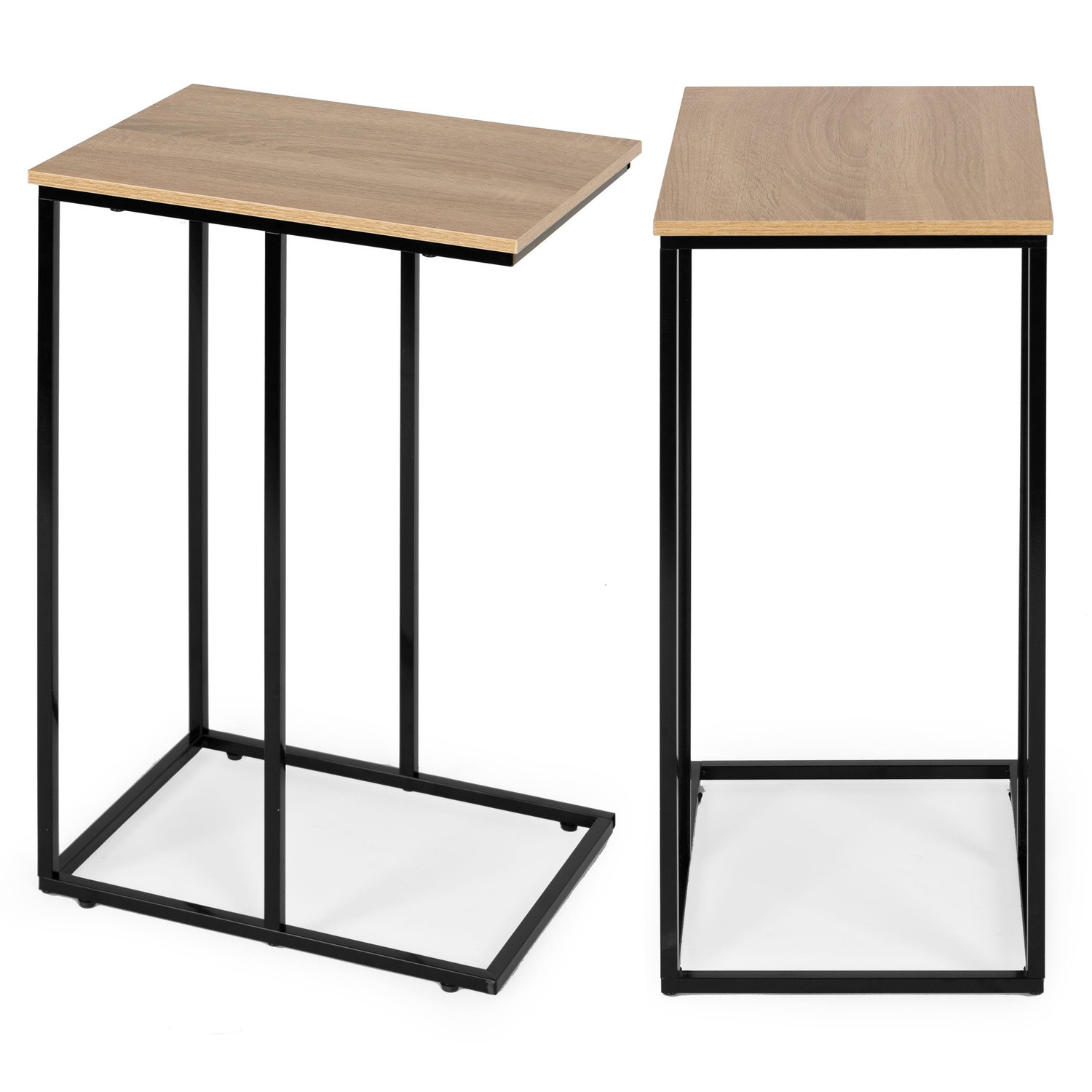 Mobile laptop side table with metal frame