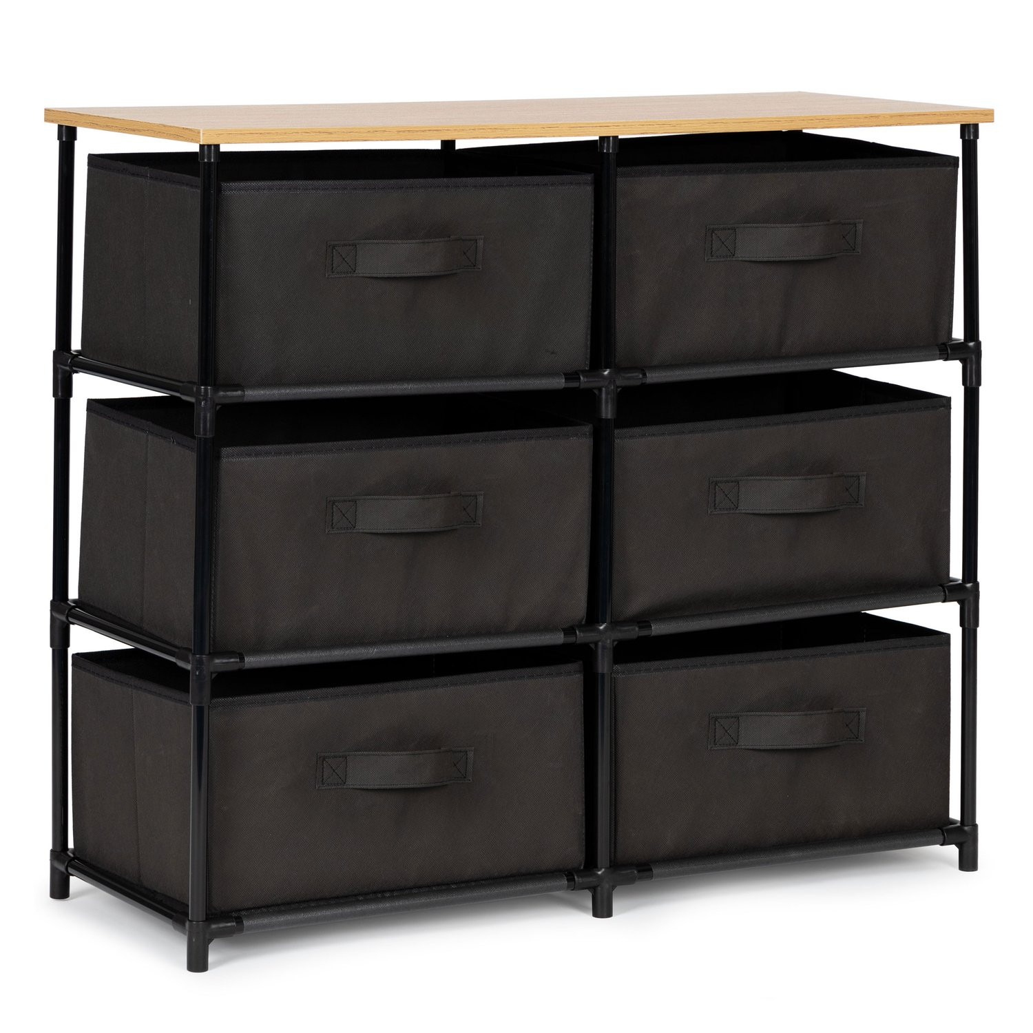 Gray textile shelf with 6 baskets