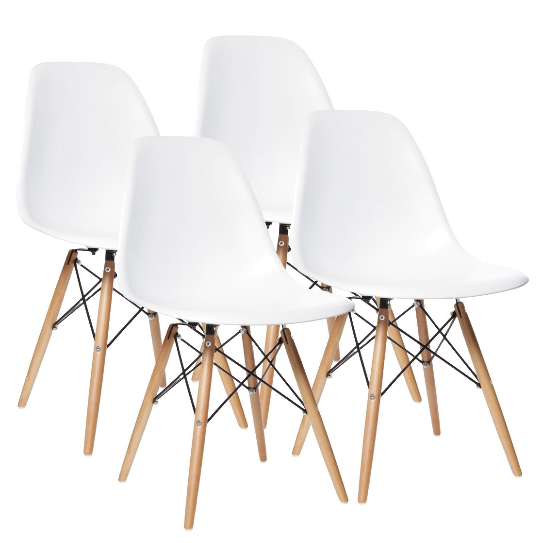 Moderne weiße Esszimmerstühle im 4er-Set