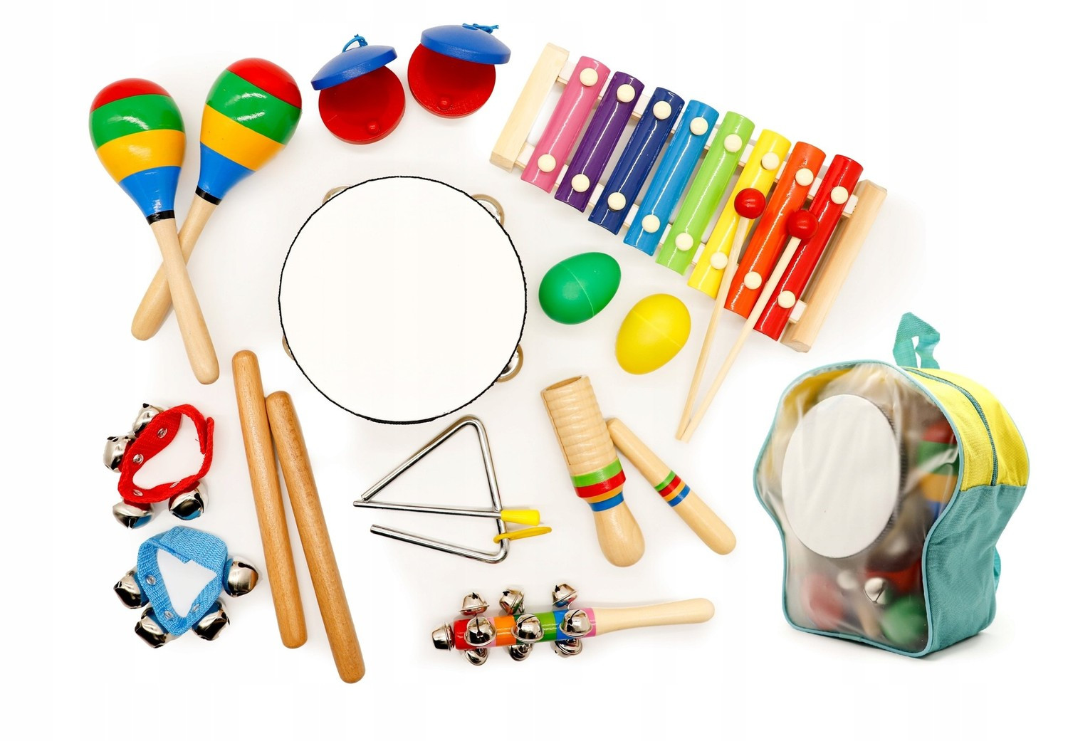 Music set for children: 10 instruments + backpack