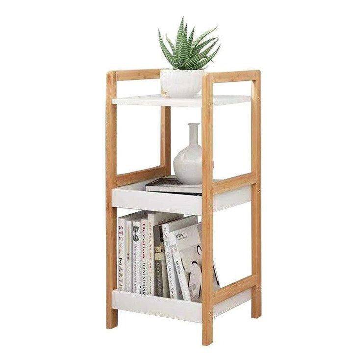 Modern bookcase bedside table with 3 shelves