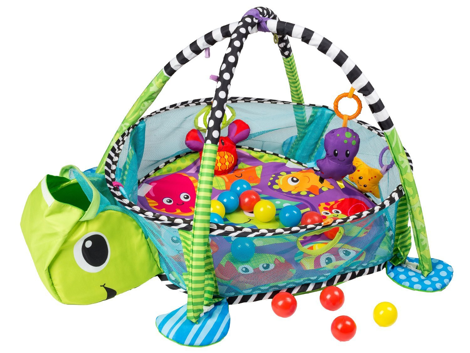 Playmat colorido com brinquedos e bolas