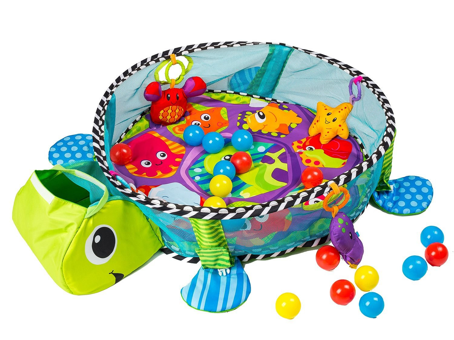Playmat colorido com brinquedos e bolas