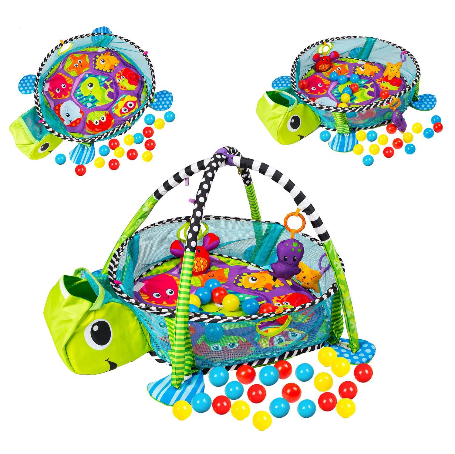 Playmat colorido com brinquedos e bolas