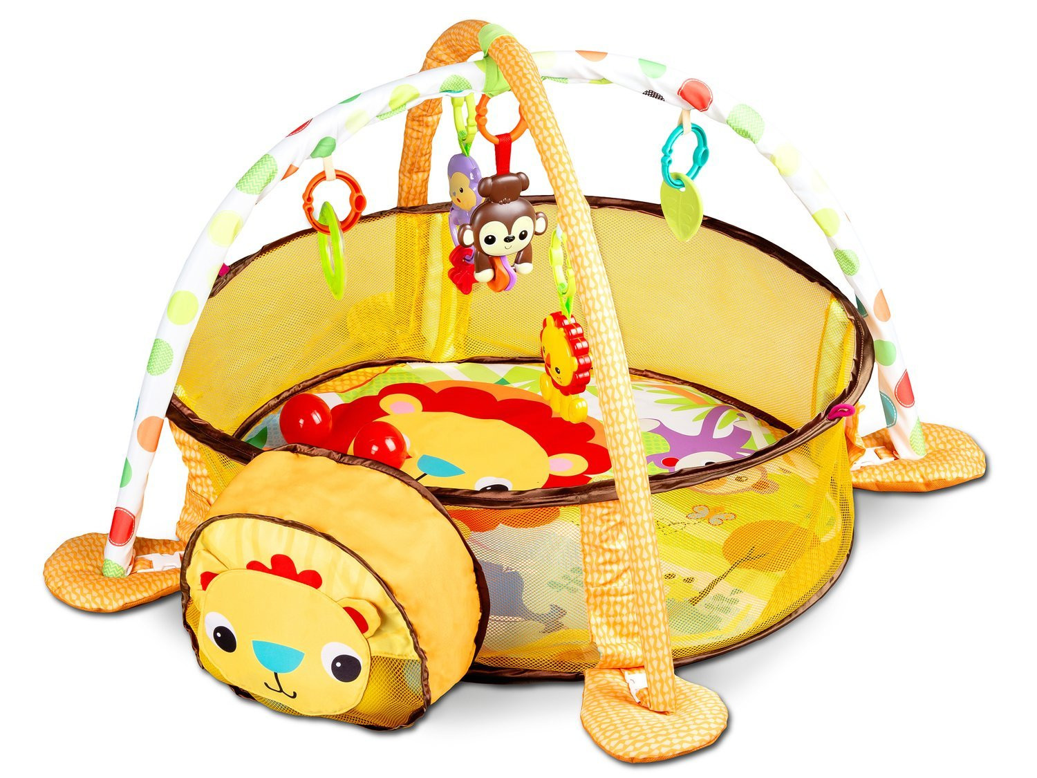 Tapete de bebê colorido com brinquedos e bolas