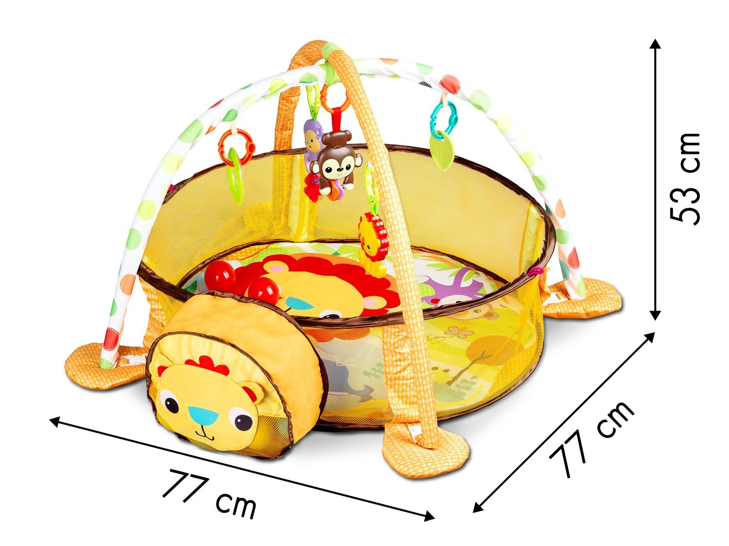 Tapete de bebê colorido com brinquedos e bolas