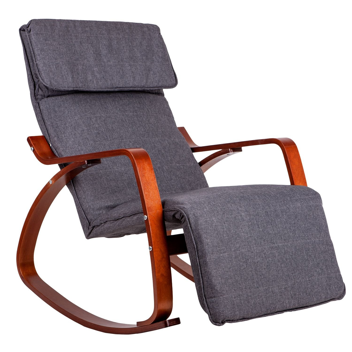 Mecedora ajustable gris con reposapiés, funda lavable