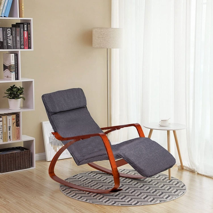 Mecedora ajustable gris con reposapiés, funda lavable