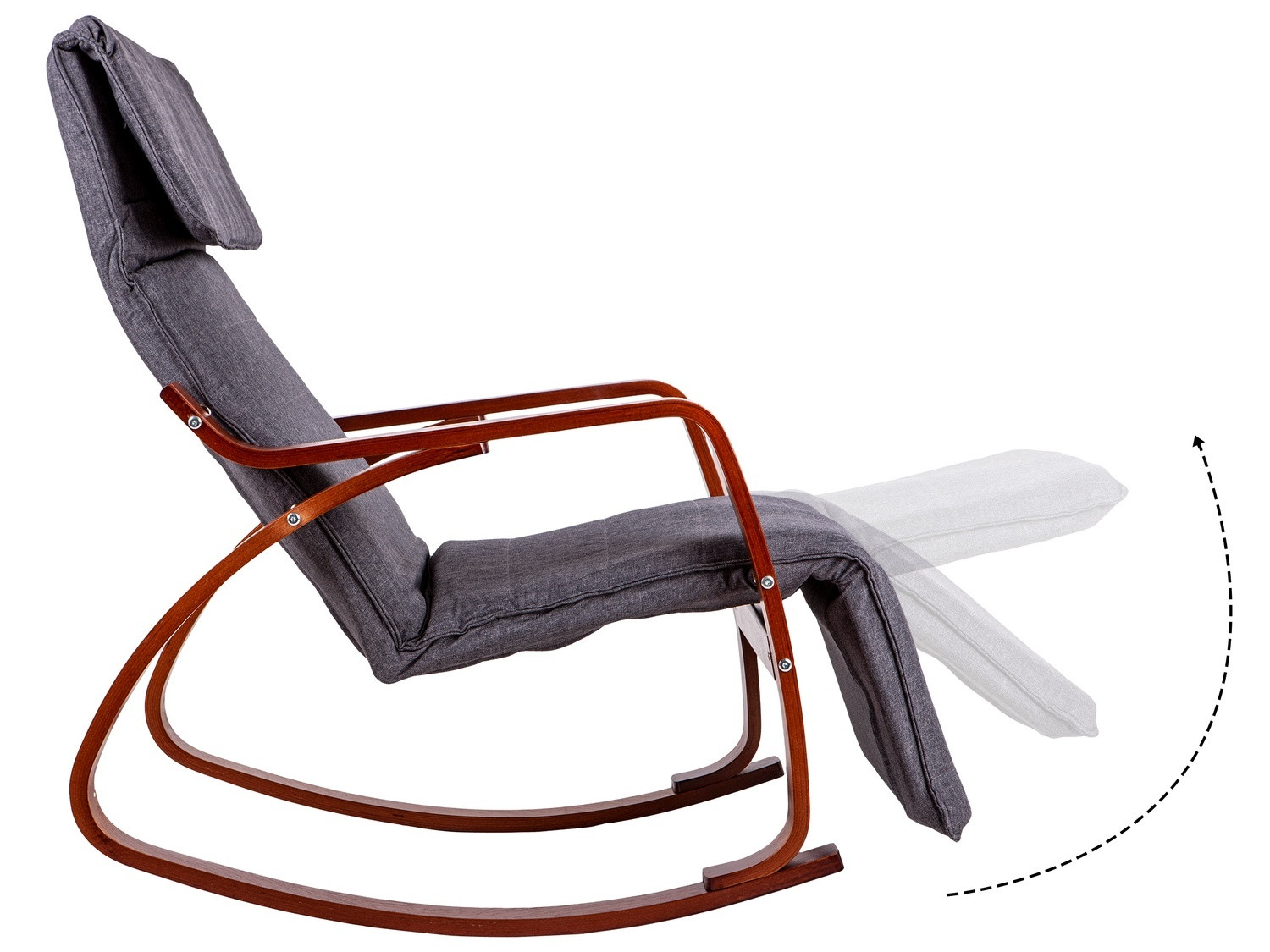 Mecedora ajustable gris con reposapiés, funda lavable