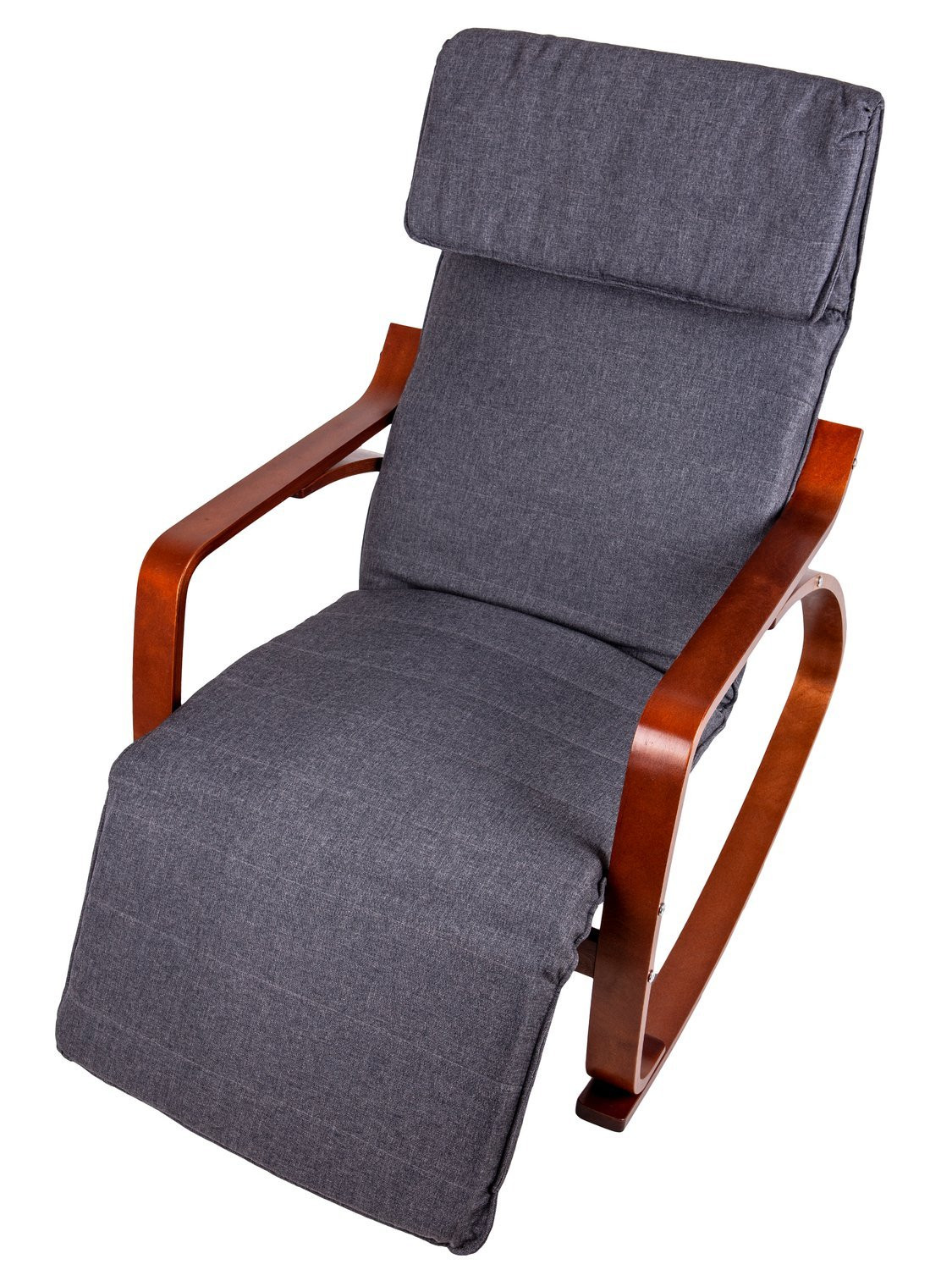 Mecedora ajustable gris con reposapiés, funda lavable