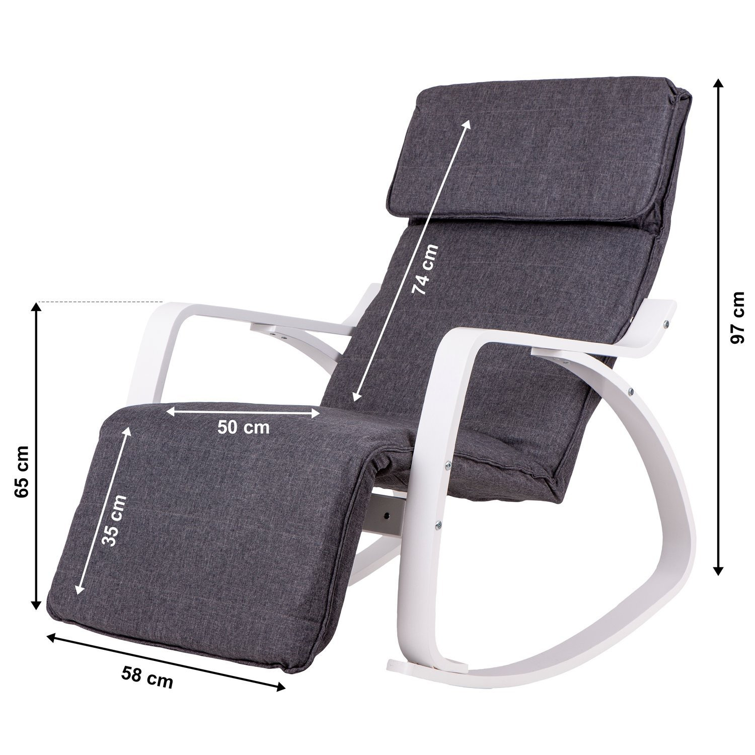 Cómoda mecedora con reposapiés y funda lavable.