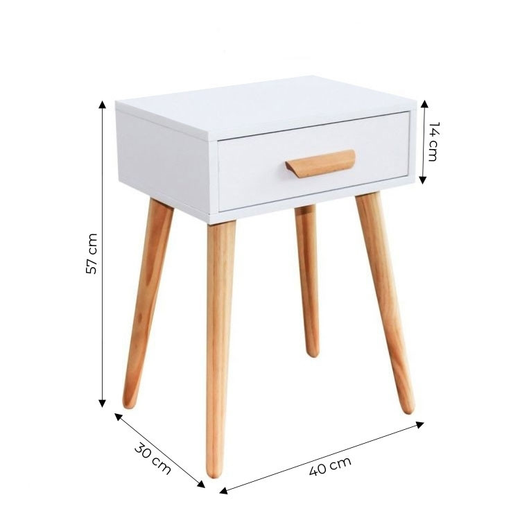 Compact Pine Bedside Table/Coffee Table with Drawer, White