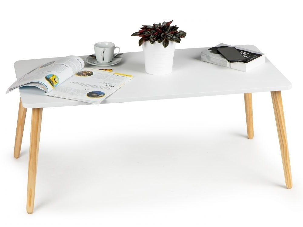 Mesa de Centro Moderna em MDF Branco com Furuben
