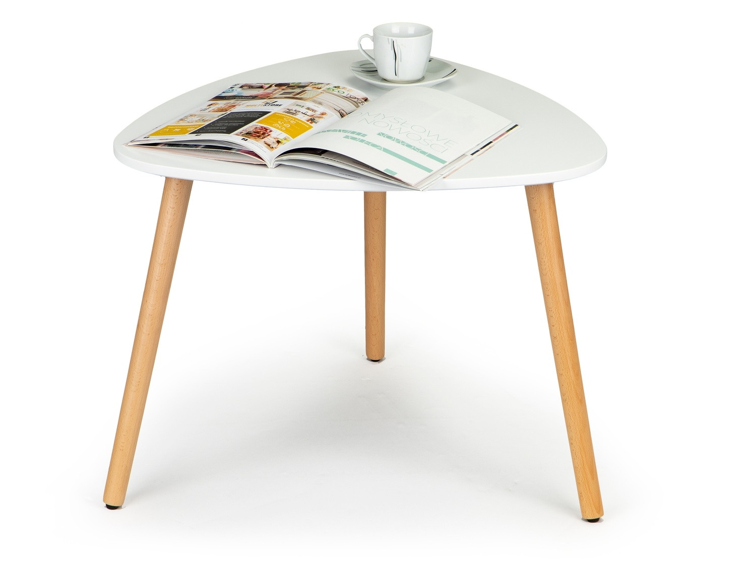 Table basse scandinave moderne, MDF blanc, stable