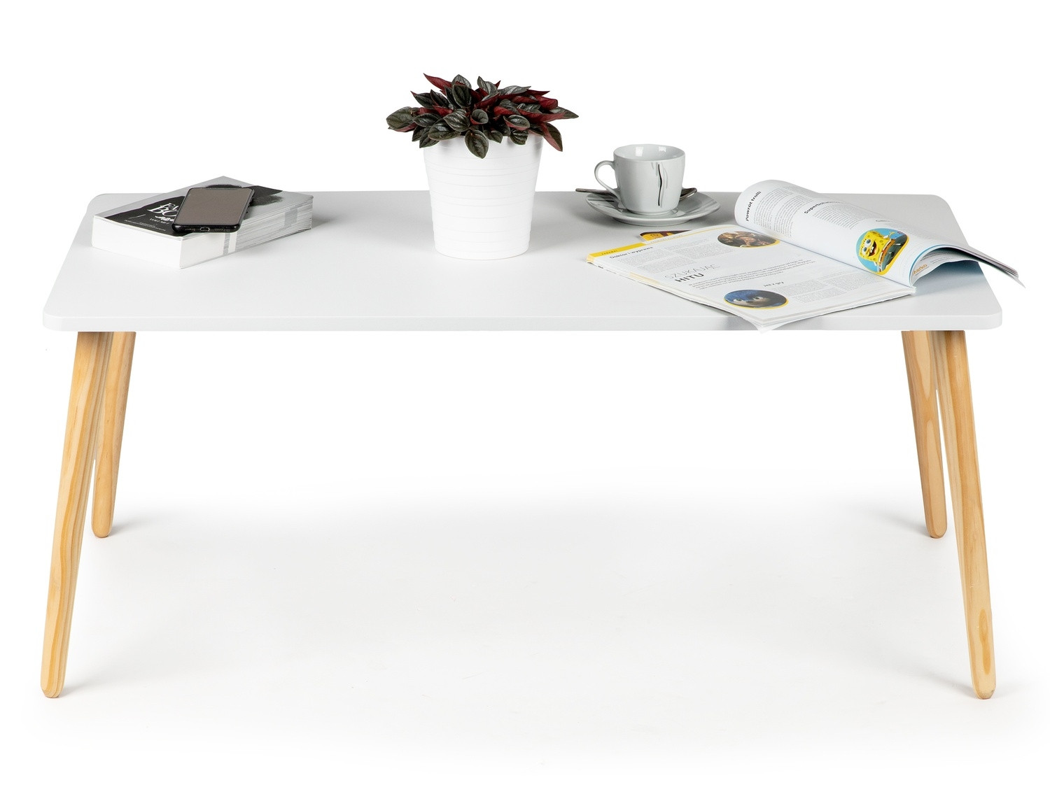 Mesa de Centro Moderna em MDF Branco com Furuben