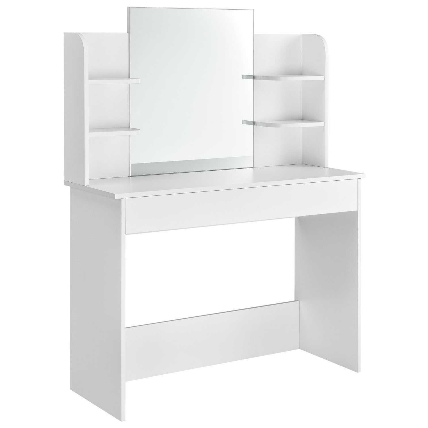 Dressing Table with Mirror, Drawer & Shelves - Modern