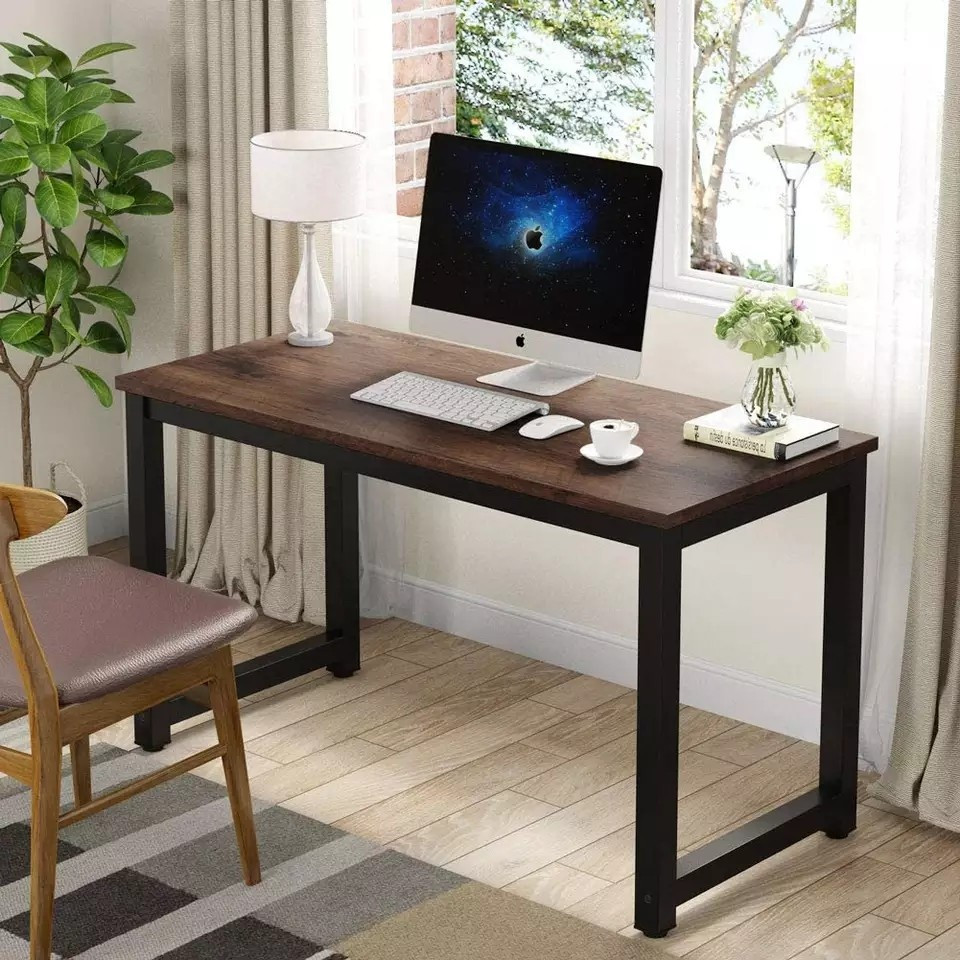 Large Computer Desk with Laminated Surface & Metal Legs