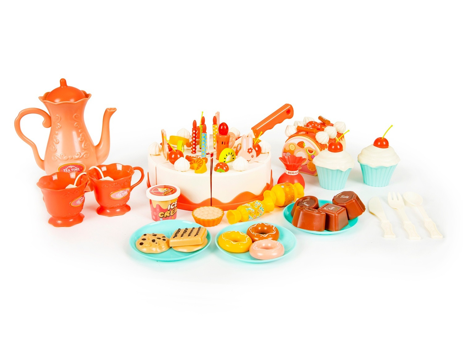 Birthday set with cake, fruit & tea set