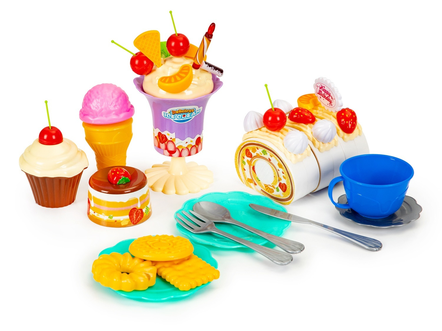 Cuttable Birthday Cake with Accessories Set