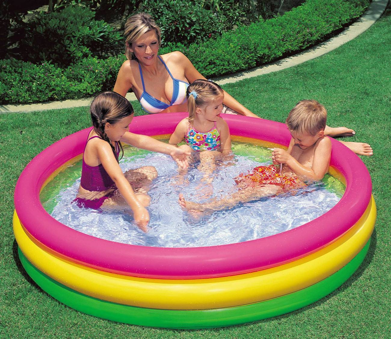 Rainbow colored Inflatable Children's Pool 147 cm