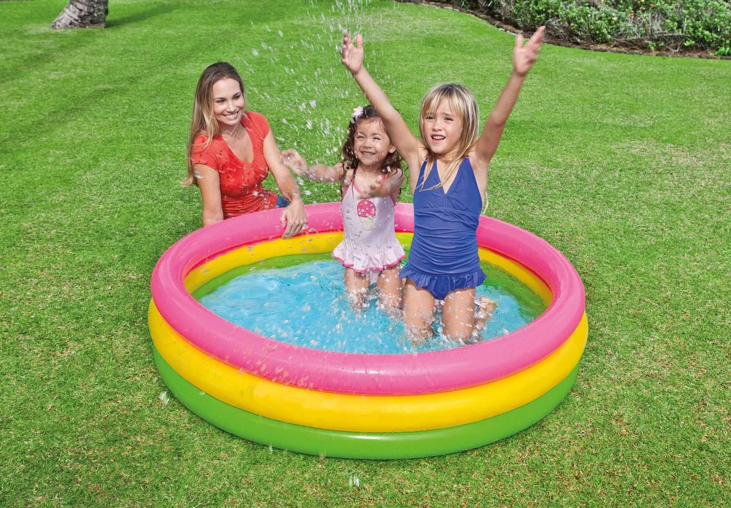 Rainbow colored Inflatable Children's Pool 147 cm