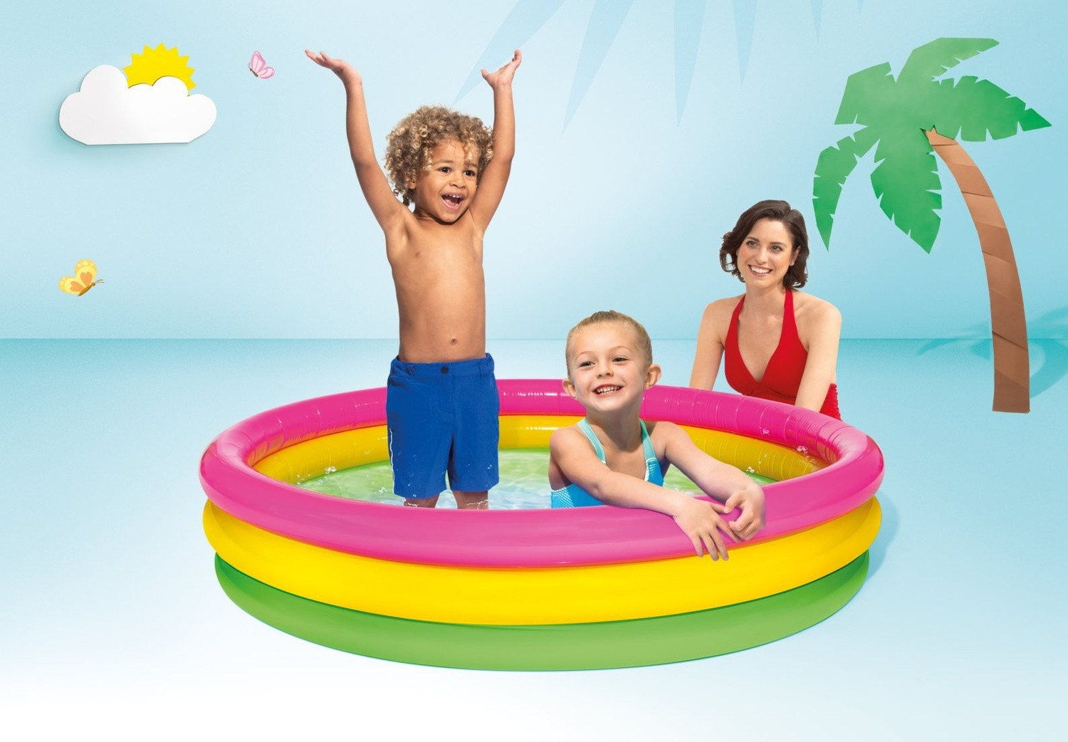 Rainbow colored Inflatable Children's Pool 147 cm