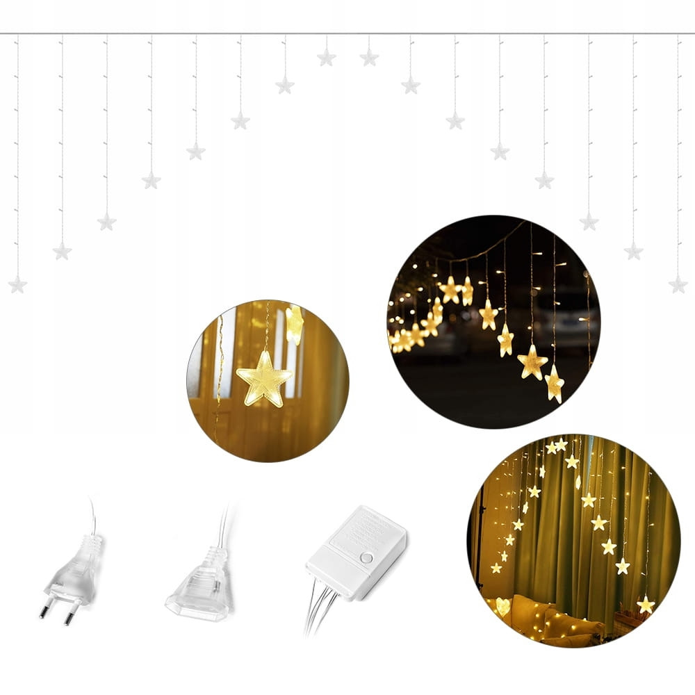 Estrellas LED impermeables, 136 luces, 8 modos