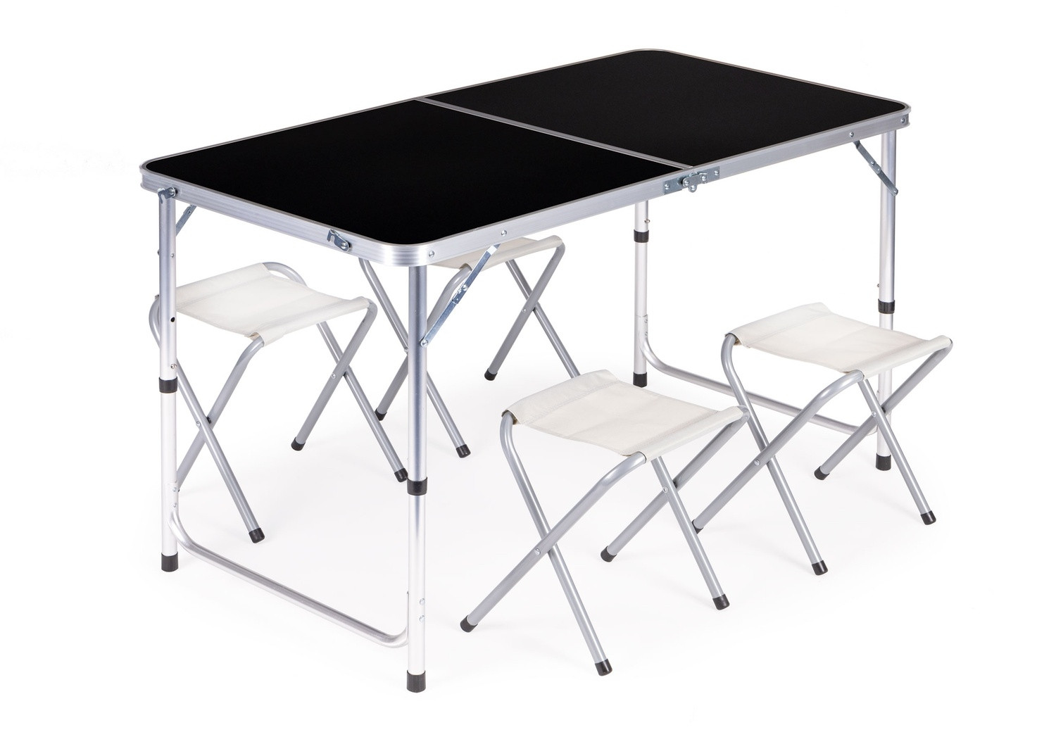 Folding Camping Table with 4 Chairs, Adjustable Height