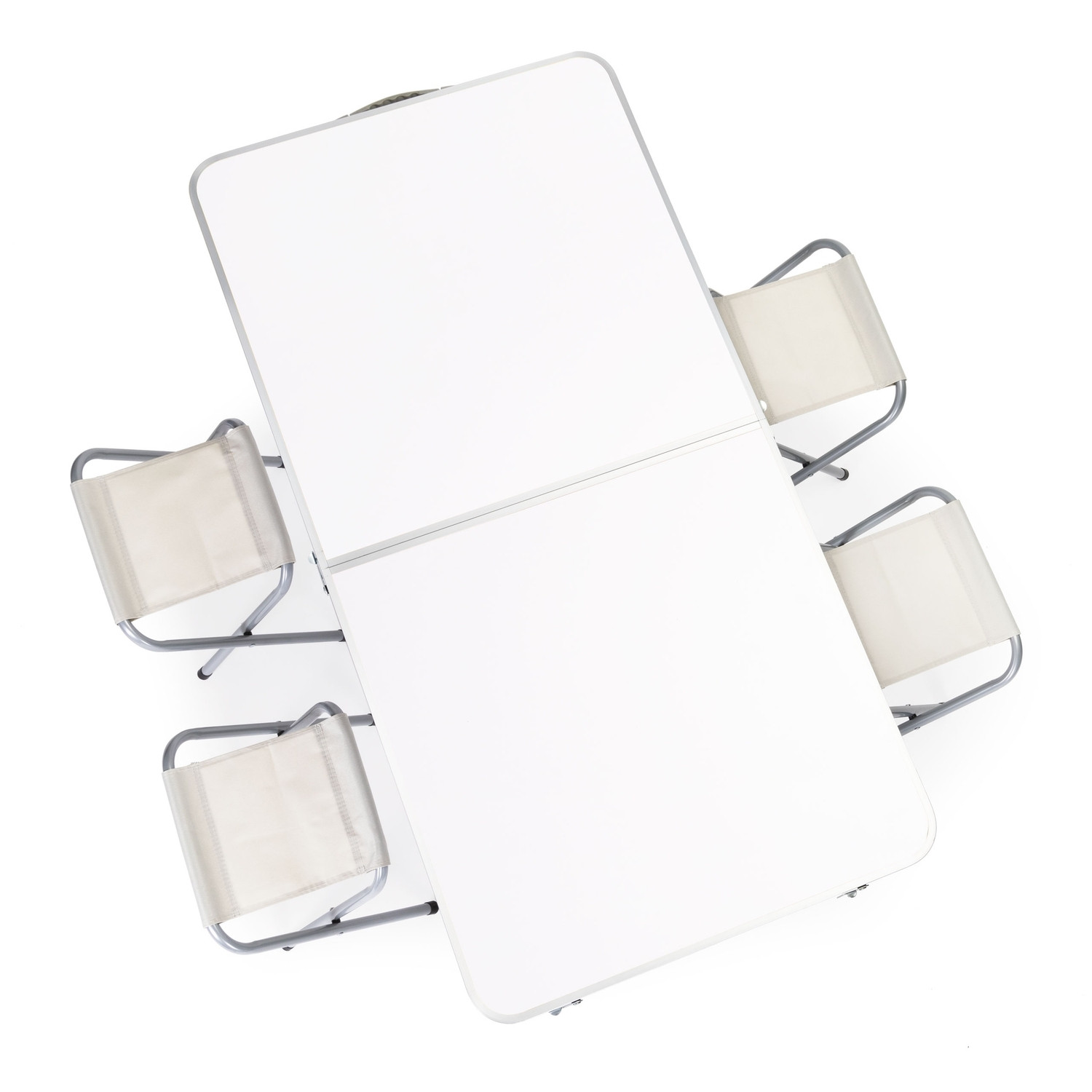 Table de camping pliante compacte avec 4 chaises réglables