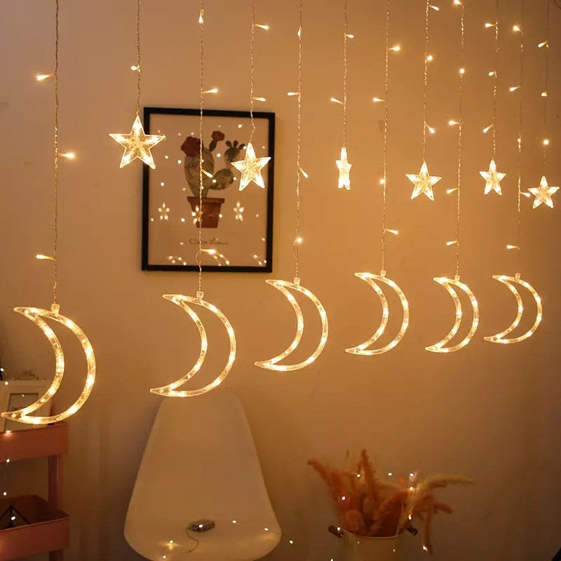 Warm white LED lights with star pattern, 8 positions