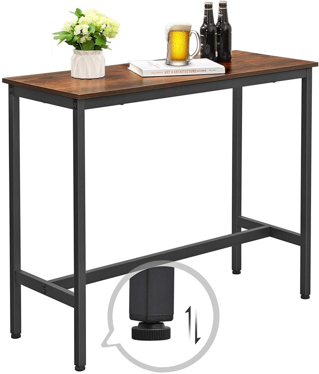 Rustic Bar Table with Stools, Steel Frame, For 4 Pers